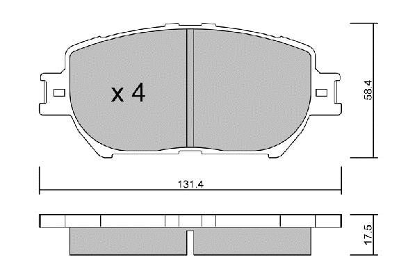 Jeu de 4 plaquettes de frein AISIN ref. BPTO-1023